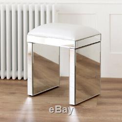 Venetian Mirrored Dressing Table with White Stool Glass Set VEN66-VEN05W