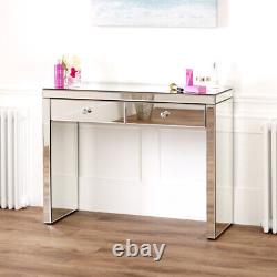 Venetian Mirrored Dressing Table with White Stool Vanity Unit Set VEN66-VEN05W
