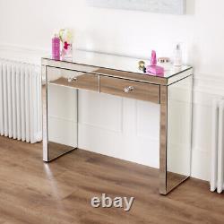 Venetian Mirrored Dressing Table with White Stool Vanity Unit Set VEN66-VEN05W