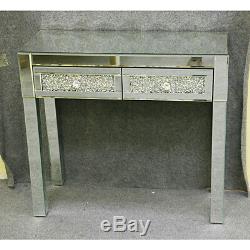 Venetian Mirrored Glass Dressing Table Console Table Stool with Drawer Bedroom