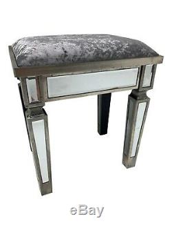 Venetian Mirrored Glass Stool Dressing Table Velvet Padded Seat Vintage Retro