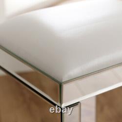 Venetian Mirrored Stool with White Seat Pad Glass Dressing Table VEN05W