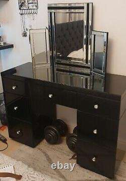 Venetian black glass dressing table with mirror