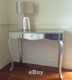 Venice Mirrored glass dressing console table with one drawer width 97cm