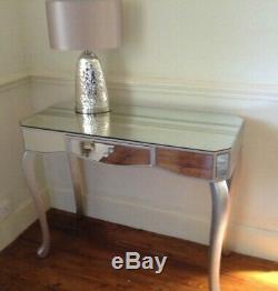 Venice Mirrored glass dressing console table with one drawer width 97cm