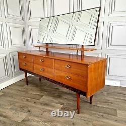 Vintage 6 Drawer Mid Century Modern Danish Teak Dressing Table Dresser Mirror