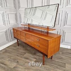 Vintage 6 Drawer Mid Century Modern Danish Teak Dressing Table Dresser Mirror