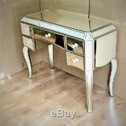 Vintage Dressing Table Venetian Mirrored Furniture Antique Silver Glass Drawers