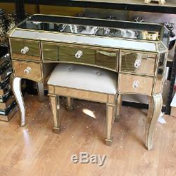 Vintage Dressing Table Venetian Mirrored Furniture Antique gold Glass Drawers