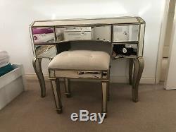 Vintage Dressing Table Venetian Mirrored Furniture Antique gold Glass Drawers