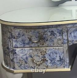 Vintage French Louis Dressing table with Mirrors And Glass Top