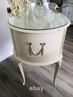 Vintage French Louis Style Dressing Table & Triple Mirror New Glass Top