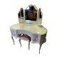 Vintage French Louis Style Dressing Table Triptic Mirror Protective Glass &stool