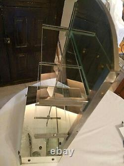 Vintage MCM All Mirror Table Top Vanity Dressing Mirror Drawer Glass Shelves
