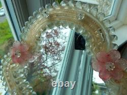 Vintage Murano Venetian Vanity Mirror Glass Flowers Dressing Table 9 4/8 High