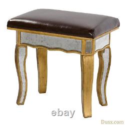 Vintage Venezia Mirrored Antique Gold Dressing Table Stool