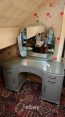 Vintage hand painted Wrighton dressing table with triple mirrors