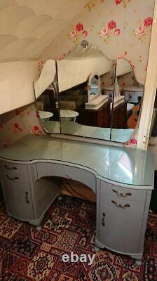 Vintage hand painted Wrighton dressing table with triple mirrors