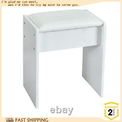White 6 Drawers Dressing Table & LED Lights Large Mirror Vanity Set Makeup Stool