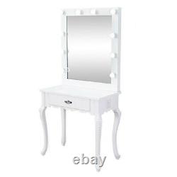 White/Black Large Vanity Dressing Table Set Lighted Makeup Mirror HiFi Xmas Gift