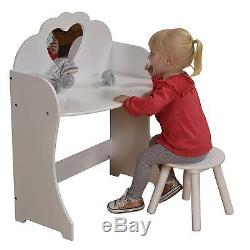 White Childrens Kids Girls Vanity Dressing Table Set with Heart Mirror and Stool