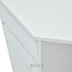 White Corner Dressing Table Makeup Desk Vanity Table 5 Drawers with Stool Mirror