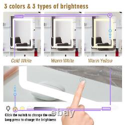 White Dressing Table Drawers Stool Set Vanity Makeup Desk LED Touch-Sreen Mirror