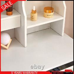 White Dressing Table Makeup Desk 4-Drawers Vanity Set With Hollywood Lights Mirror