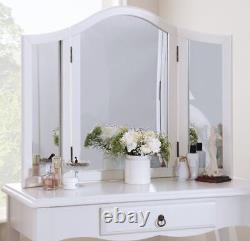 White Dressing Table Mirror 3 Way French Style Large Table Top Miiror Romance