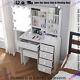 White Dressing Table Mirror With 10 Led Lights 5 Drawers Makeup Desk Stool Set