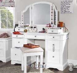 White Dressing Table Set Vanity Table Drawers and Mirror GAINSBOROUGH Furniture