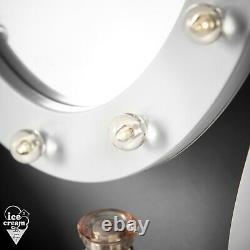 White Dressing Table Vanity Mirror LED Lights 5 Drawers Stool Bedroom Makeup Set