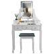 White Dressing Table Vanity Set Touch Led Mirror 5 Drawers Stool Makeup Desk