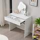 White Dressing Table With Led Dimming Irregular Mirror Vainty Table Makeup Desk