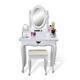 White Dressing Table Wood Bedroom Makeup Desk With Stool Mirror Storage Drawers