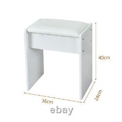White Dressing Table with LED Lights Mirror Drawers and Stool Vanity Makeup Desk