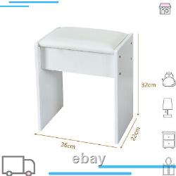 White Dressing Table with LED Mirror Makeup Desk Cabinet Vanity Table Set Stool