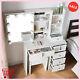 White Dressing Table With Led Sliding Mirror Stool 6 Drawers Bedroom Makeup Desk