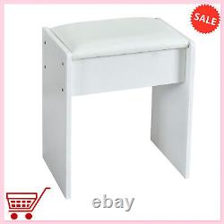 White Dressing Table with LED Sliding Mirror Stool 6 Drawers Bedroom Makeup Desk