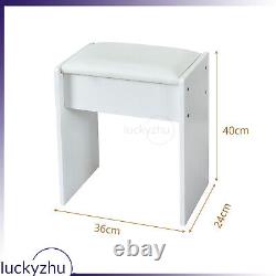 White Dressing Table with Led Mirror 5-Drawers Vanity Table Makeup Desk Stool Set