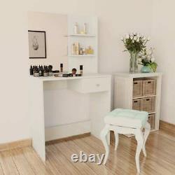 White Dressing Table with Mirror Makeup Desk & Drawer Shelf Bedroom Furniture
