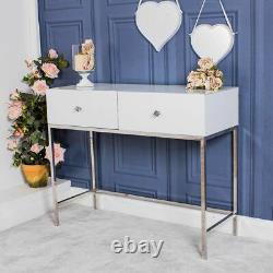 White Glass Console Dressing Table Silver Venetian Bedroom Hallway Home Decor