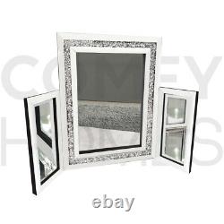 White Glass Crushed Crystal Dressing Table Mirror EXCLUSIVE