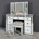 White Glass Mirrored 7 Drawer Dressing Table Free Delivery