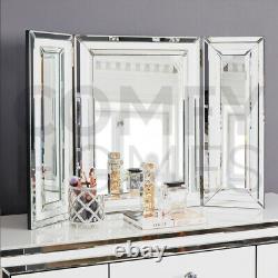 White Glass Mirrored Dressing Table Mirror FREE DELIVERY