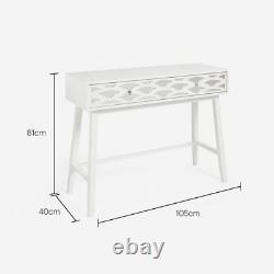 White Harley Mirrored Dressing Makeup Table Spacious Bedroom Furniture With Drawer