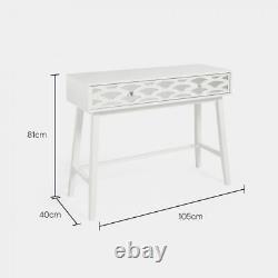White Harley Mirrored Dressing Makeup Table Spacious Bedroom Furniture With Drawer
