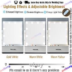 White Hollywood LED Lights Mirror Makeup Dressing Table Vanity Set with 6 Drawer