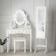 White Hollywood Mirror Dressing Table Vanity Set Mirrored Jewellery Cabinet