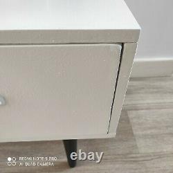 White MID 20th C Upcycled Asymmetrical Dressing Table With 3 Drawers & Mirror